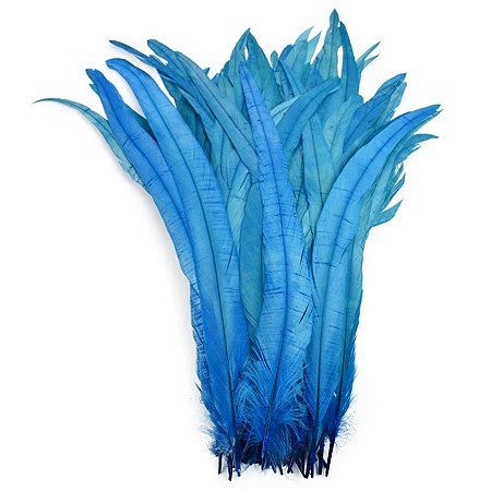Pena Calda Rabo de Galo Pluma - Pct c/100 unid. - Tam: 25-30cm Cor:AZUL-TURQUESA-199