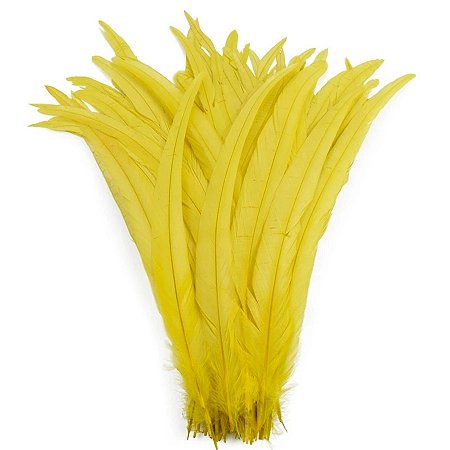Pena Calda Rabo de Galo Pluma - Pct c/100 unid. - Tam: 25-30cm Cor:AMARELO-CANARIO-106