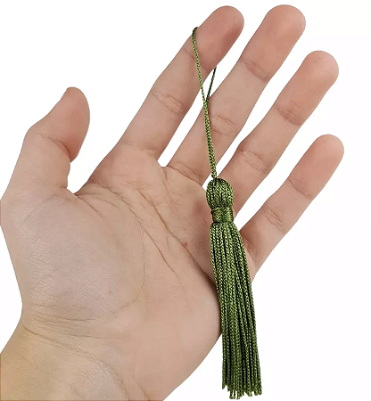 20 Pingentes De Seda Tassel - 7.0 Cm COR:VERDE-OLIVA-254