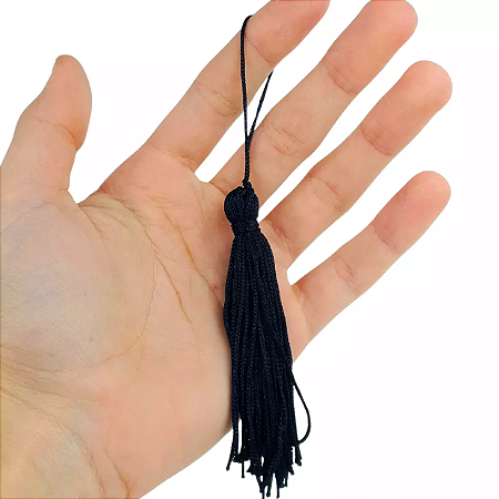 10 Pingentes De Seda Tassel - 7.0 Cm COR:PRETO-310