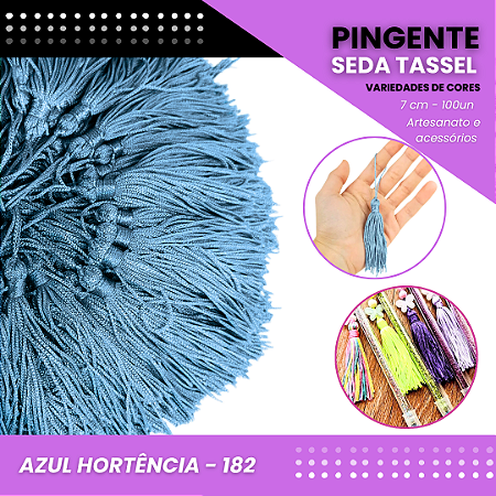 100 Pingentes De Seda Tassel - 7.0 Cm COR:AZUL-HORTENCIA-182