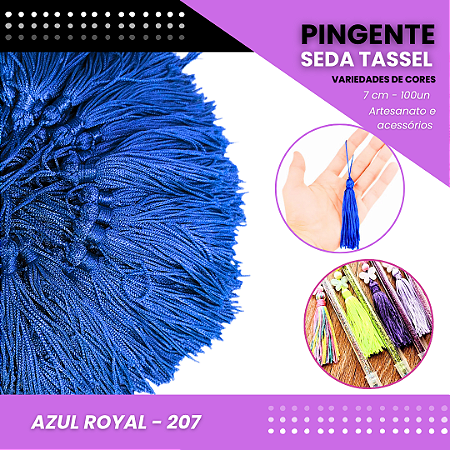 100 Pingentes De Seda Tassel - 7.0 Cm COR:AZUL-ROYAL-207