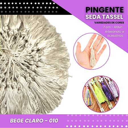 100 Pingentes De Seda Tassel - 7.0 Cm COR:BEGE-CLARO-010