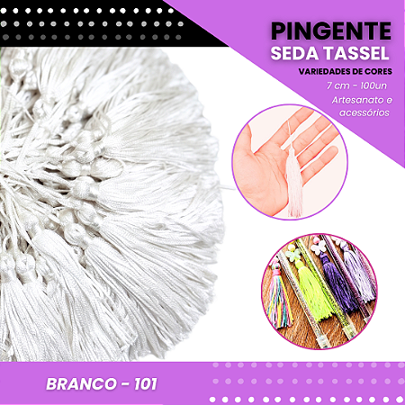100 Pingentes De Seda Tassel - 7.0 Cm COR:BRANCO-101