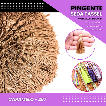 100 Pingentes De Seda Tassel - 7.0 Cm COR:CARAMELO-267