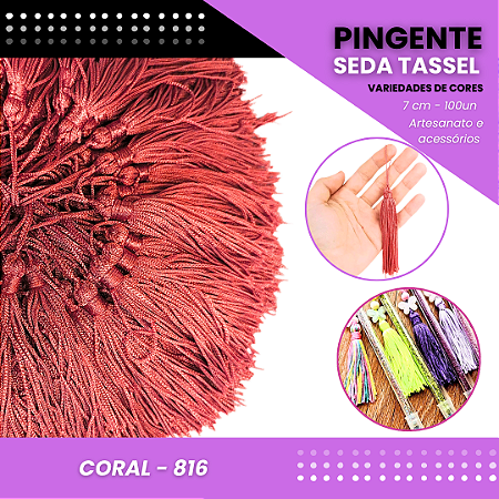 100 Pingentes De Seda Tassel - 7.0 Cm COR:CORAL-816