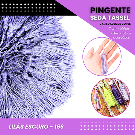 100 Pingentes De Seda Tassel - 7.0 Cm COR:LILAS-ESCURO-166