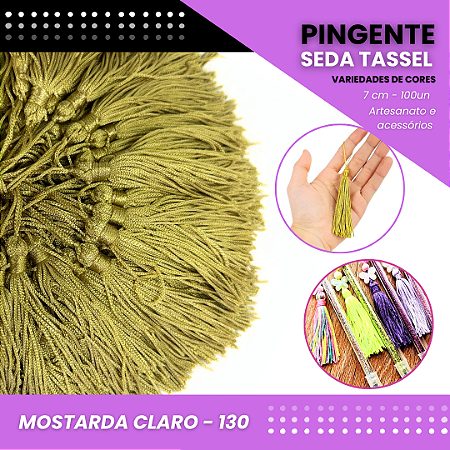 100 Pingentes De Seda Tassel - 7.0 Cm COR:MOSTARDA-CLARO-130