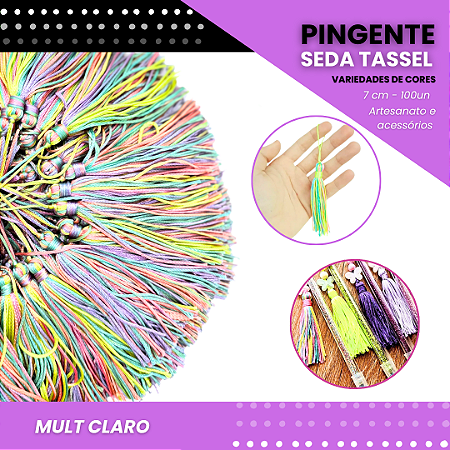 100 Pingentes De Seda Tassel - 7.0 Cm COR:MULT-CLARO
