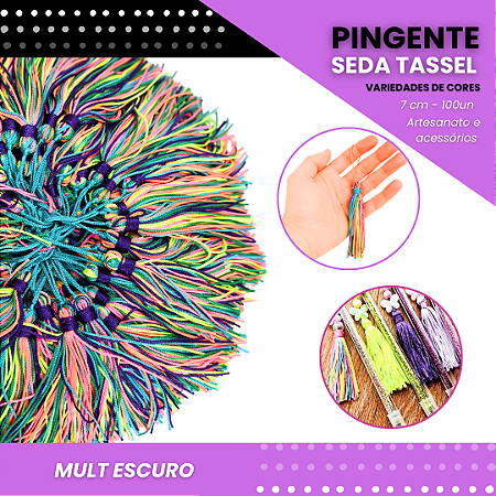 100 Pingentes De Seda Tassel - 7.0 Cm COR:MULT-ESCURO