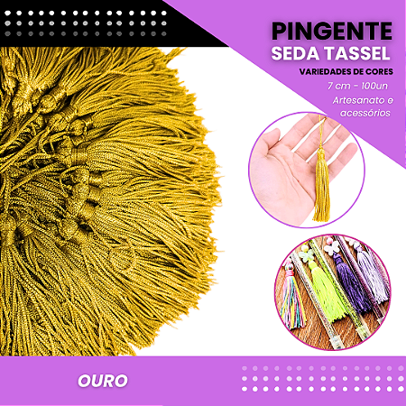 100 Pingentes De Seda Tassel - 7.0 Cm COR:OURO