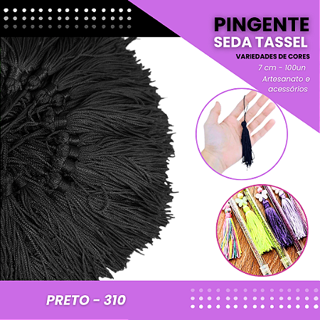 100 Pingentes De Seda Tassel - 7.0 Cm COR:PRETO-310