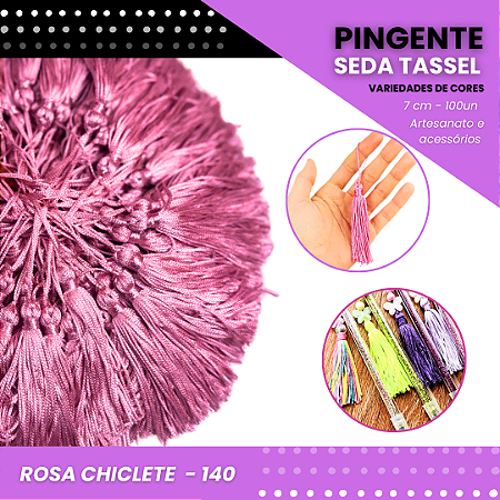 100 Pingentes De Seda Tassel - 7.0 Cm COR:ROSA-CHICLETE-140