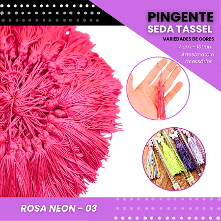 100 Pingentes De Seda Tassel - 7.0 Cm COR:ROSA-NEON-03