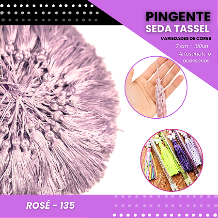 100 Pingentes De Seda Tassel - 7.0 Cm COR:ROSE-135