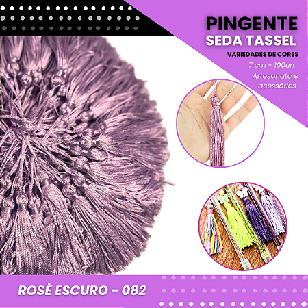 100 Pingentes De Seda Tassel - 7.0 Cm COR:ROSE-ESCURO-082