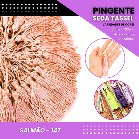 100 Pingentes De Seda Tassel - 7.0 Cm COR:SALMÃO-147
