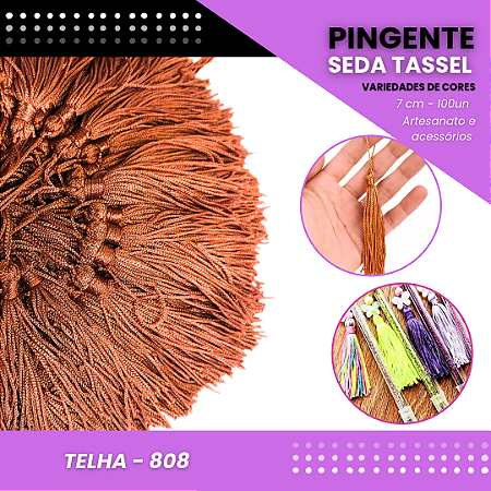 100 Pingentes De Seda Tassel - 7.0 Cm COR:TELHA-808