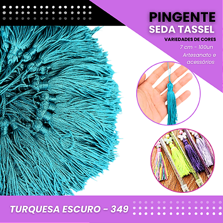 100 Pingentes De Seda Tassel - 7.0 Cm COR:TURQUESA-ESCURO-349