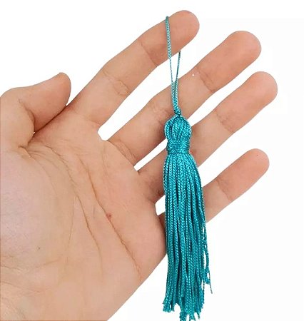 100 Pingentes De Seda Tassel - 7.0 Cm COR:TURQUESA-ESCURO-349
