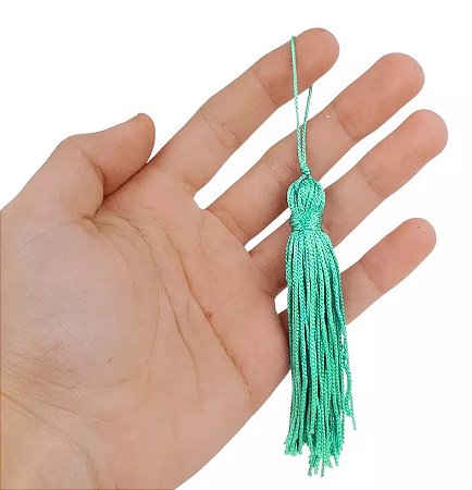 100 Pingentes De Seda Tassel - 7.0 Cm cor: VERDE-JADE-539