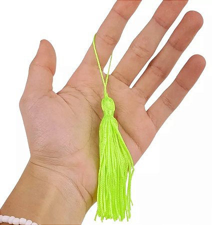100 Pingentes De Seda Tassel - 7.0 Cm COR VERDE-NEON-02