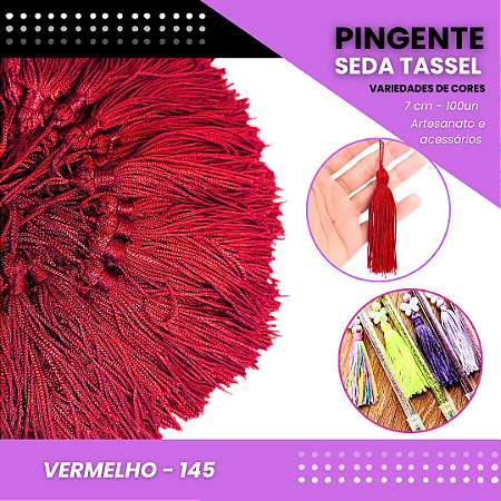 100 Pingentes De Seda Tassel - 7.0 Cm COR:VERMELHO-145