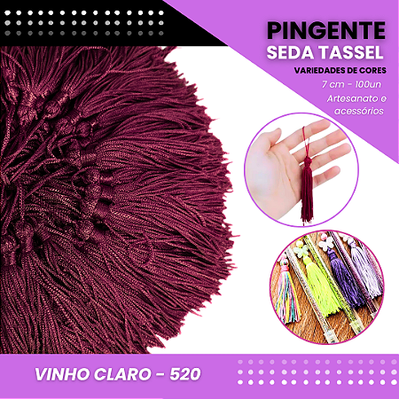 100 Pingentes De Seda Tassel - 7.0 Cm cor: Vinho-Claro-520