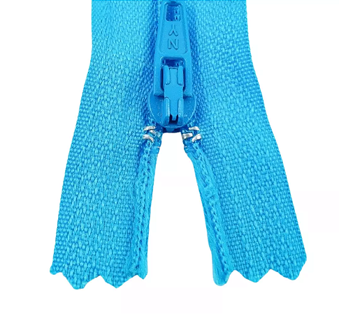 Ziper Comum Nylon Fino - 18cm - Nº3 - Pct C/100 Unidades COR:AZUL-TURQUESA-199
