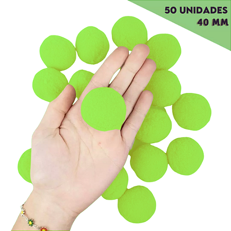 Pom Pom Fofinho Solto - 40mm - Pct C/ 50 Unid. COR: VERDE-NEON-02