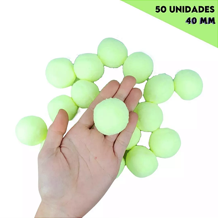 Pom Pom Fofinho Solto - 40mm - Pct C/ 50 Unid. COR: VERDE-LIMAO-225