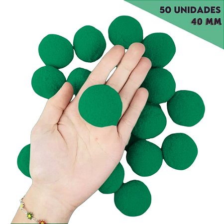 Pom Pom Fofinho Solto - 40mm - Pct C/ 50 Unid. COR: VERDE-BANDEIRA-540