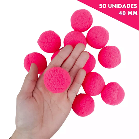 Pom Pom Fofinho Solto - 40mm - Pct C/ 50 Unid. COR: ROSA-NEON-03