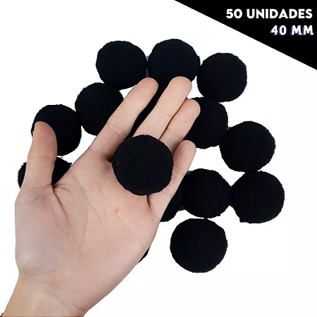 Pom Pom Fofinho Solto - 40mm - Pct C/ 50 Unid. COR: PRETO-310