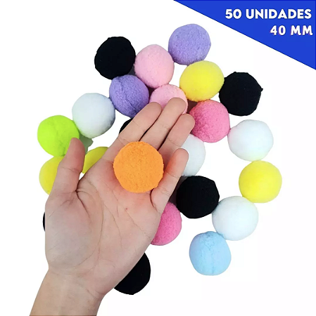 Pom Pom Fofinho Solto - 40mm - Pct C/ 50 Unid. COR: MULT
