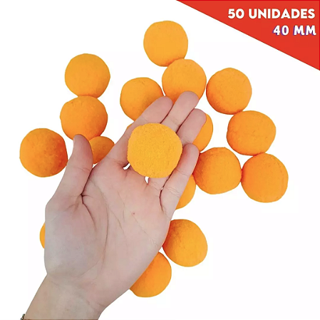 Pom Pom Fofinho Solto - 40mm - Pct C/ 50 Unid. COR: LARANJA-523
