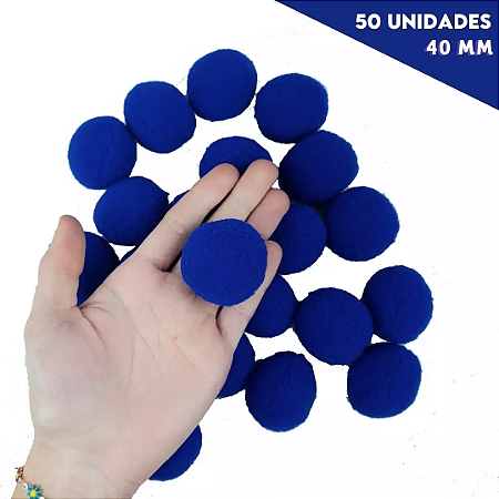 Pom Pom Fofinho Solto - 40mm - Pct C/ 50 Unid. COR: AZUL-ROYAL-207