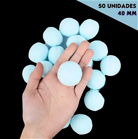 Pom Pom Fofinho Solto - 40mm - Pct C/ 50 Unid. COR: AZUL-BEBE-177