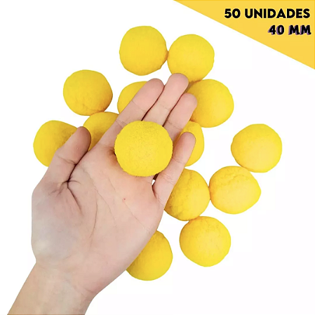 Pom Pom Fofinho Solto - 40mm - Pct C/ 50 Unid. COR: AMARELO-OURO-110