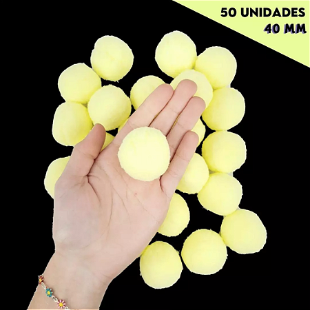 Pom Pom Fofinho Solto - 40mm - Pct C/ 50 Unid. COR: AMARELO-BEBE-104