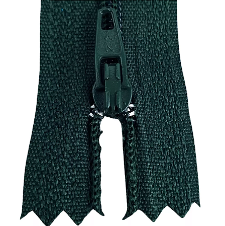 Ziper Comum Nylon Fino - 30cm - Nº3 - Pct C/100 Unidades COR:VERDE-MUSGO-260