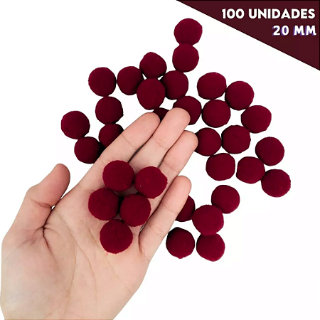 Pom-Pom Fofinho Solto - 20mm - Pct C/ 100 Unid. COR: VINHO-CLARO-520