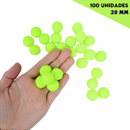 Pom-Pom Fofinho Solto - 20mm - Pct C/ 100 Unid. COR: VERDE-NEON-02