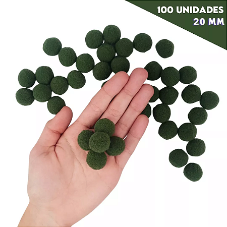 Pom-Pom Fofinho Solto - 20mm - Pct C/ 100 Unid. COR: VERDE-MUSGO-260