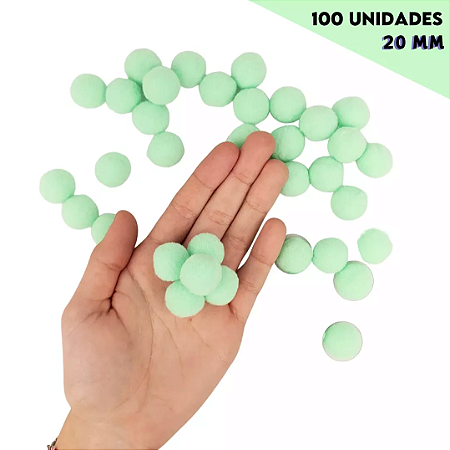 Pom-Pom Fofinho Solto - 20mm - Pct C/ 100 Unid. COR: VERDE-BEBE-238