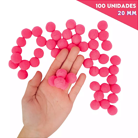Pom-Pom Fofinho Solto - 20mm - Pct C/ 100 Unid. COR: ROSA-NEON-03