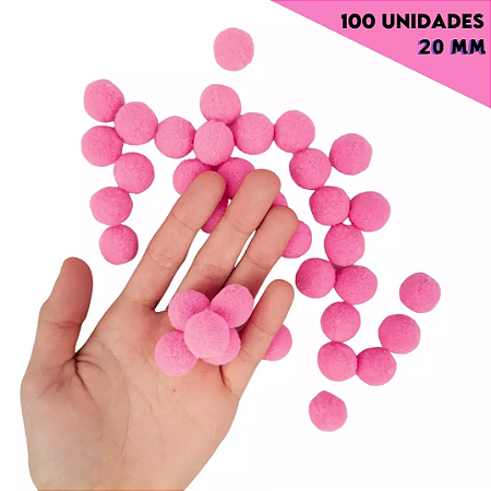 Pom-Pom Fofinho Solto - 20mm - Pct C/ 100 Unid. COR: ROSA-CHICLETE-140