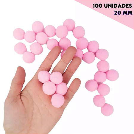 Pom-Pom Fofinho Solto - 20mm - Pct C/ 100 Unid. COR: ROSA-BEBE-132