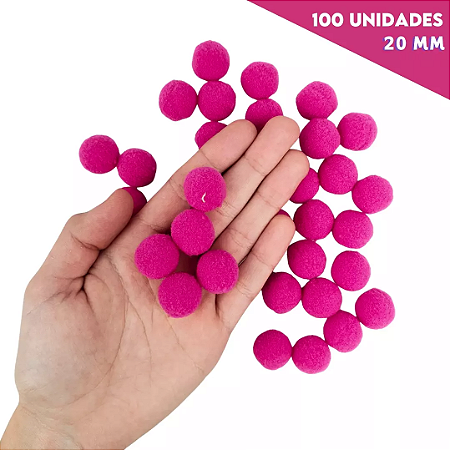 Pom-Pom Fofinho Solto - 20mm - Pct C/ 100 Unid. COR: PINK-312