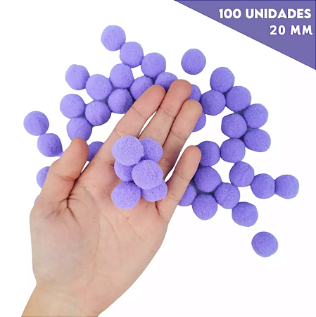 Pom-Pom Fofinho Solto - 20mm - Pct C/ 100 Unid. COR: LILAS-164